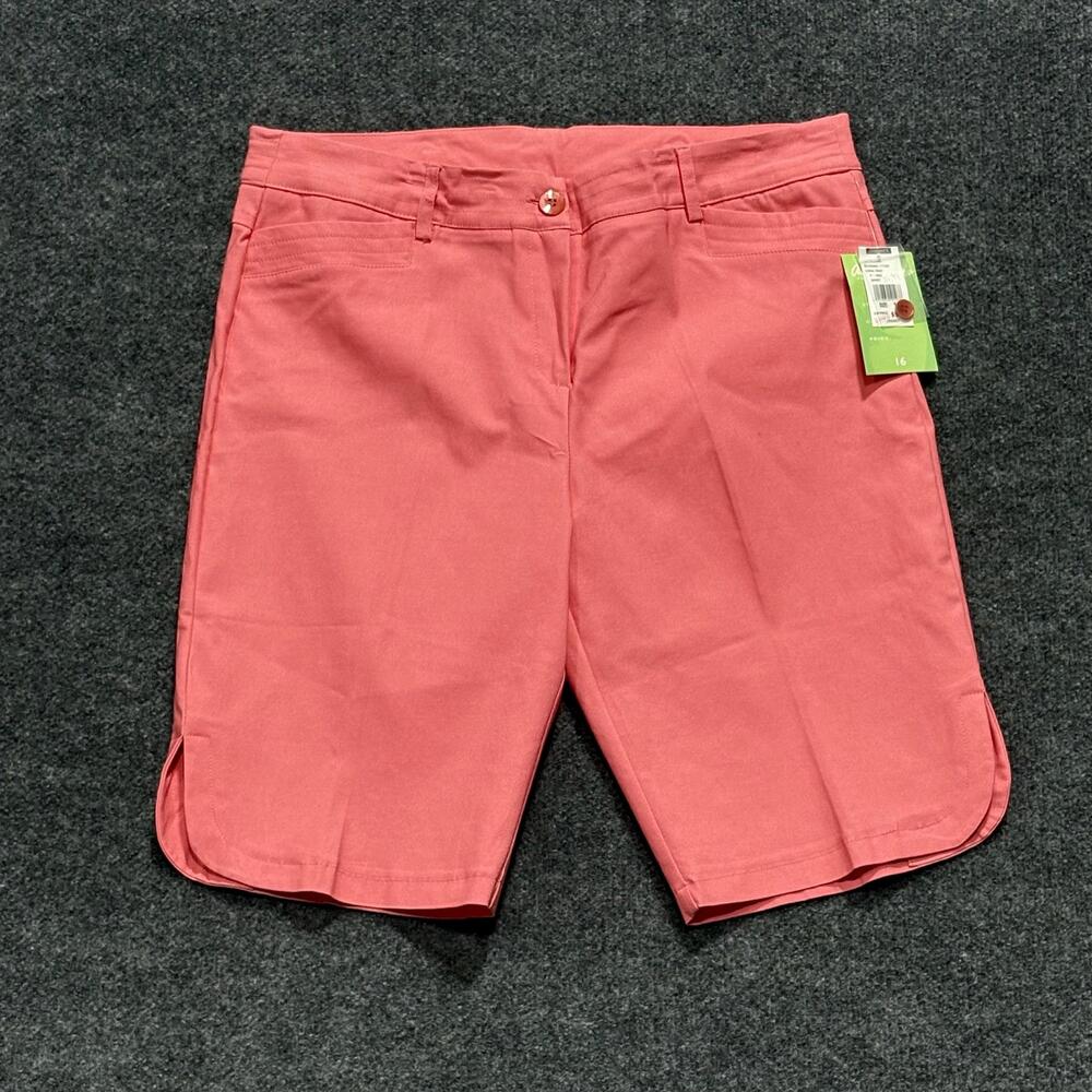 Anthony's Shorts Womens 16 Pink Coral Reef Bermuda Stretch Resort Wear Casual